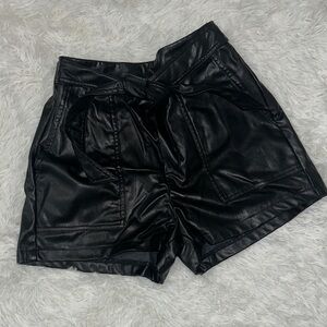 SHEIN Black High Waist Faux Leather Shorts